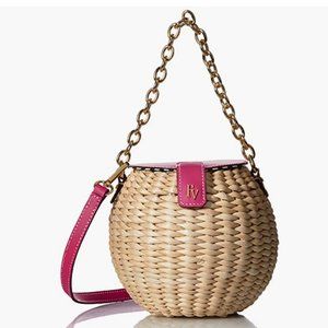 Frances Valentine Pink Leather Woven Honeypot Basket Purse NWOT